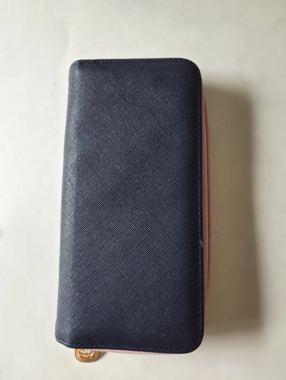 Shinzi Katoh Womans Wallet Pink Navy Blue Colorblock Zipper Compartments